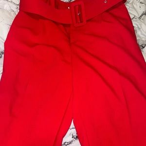 Zara Medium Red Pants with Belt - New with Tags